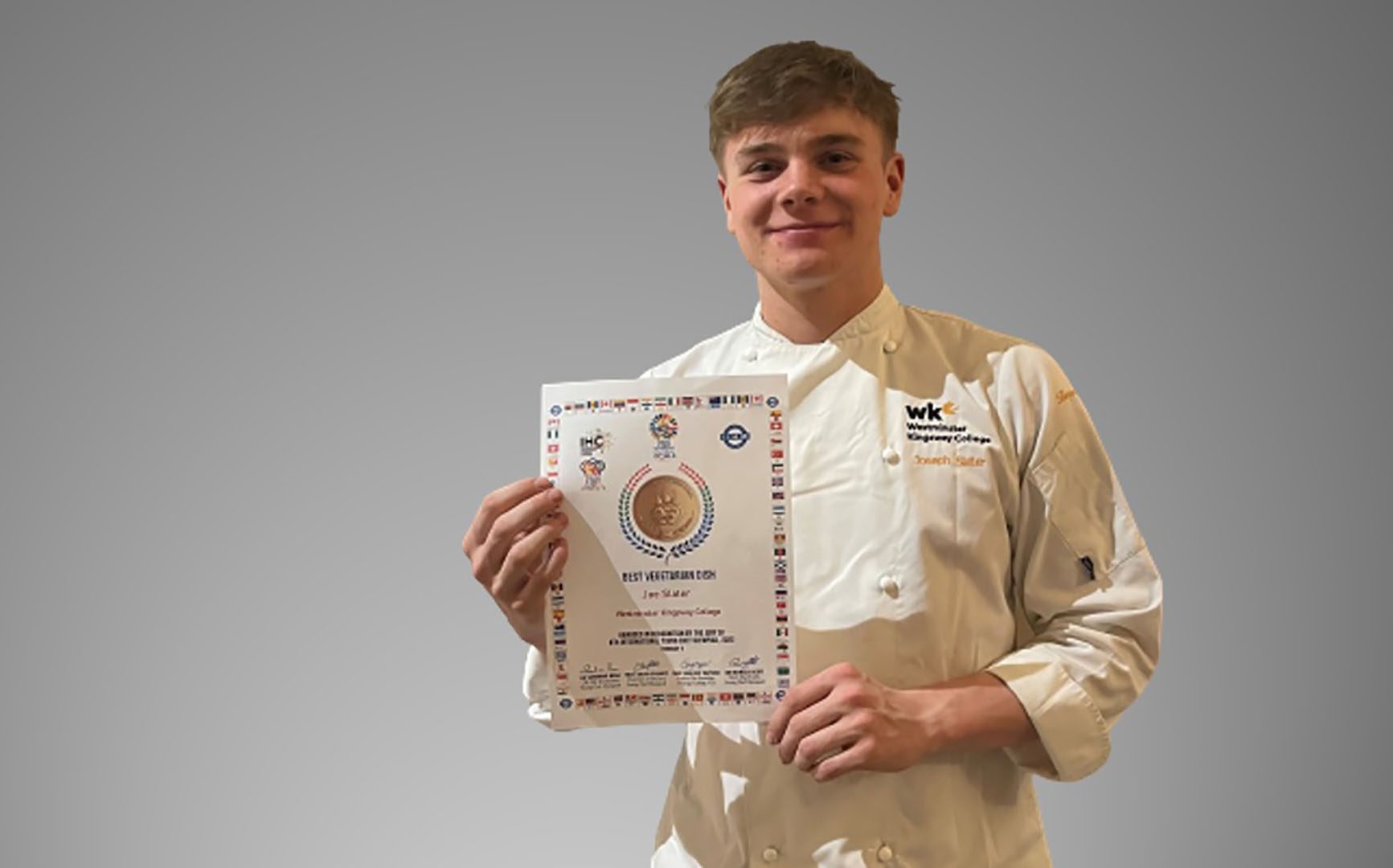 Student Joe Slater wins Best Vegetarian Dish in International Young Chef Olympiad